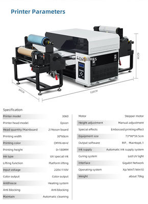 Imprimante d'étiquettes et laminateur de largeur d'impression de 30 cm pour l'impression d'autocollants UV DTF en rouleau à rouleau