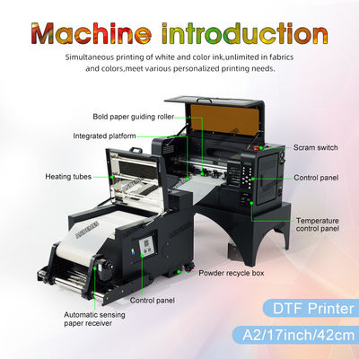 Imprimante DTF multicolore avec machine à secouer la poudre et tête d'impression XP600 Impression de T-shirt de 42 cm
