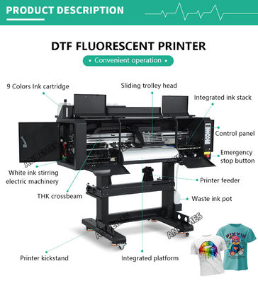 A1 60cm Dtf imprimante à rouleaux à rouleaux machine tout en un modèle circulation d'encre blanche